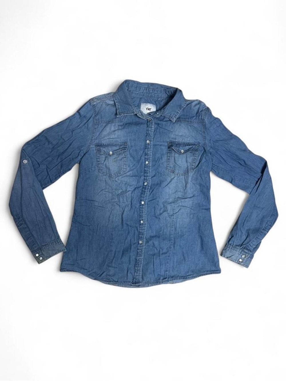 Women Denim Button-Down Shirt - Blue